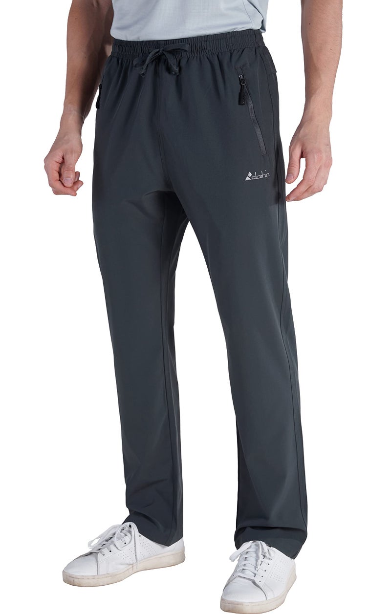 clothin Mens Workout Athletic Pants Elastic-Waist Drawstring Pants for Sport Exercise Travel,Quick-Dry,Stretchy,Grey,XL(37-41W x 30L) - Image 1